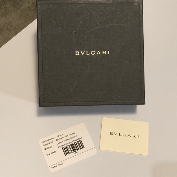 NWOT BVLGARI fabric leather signature logo belt - salmon & cream - in box - Picture 4 of 5
